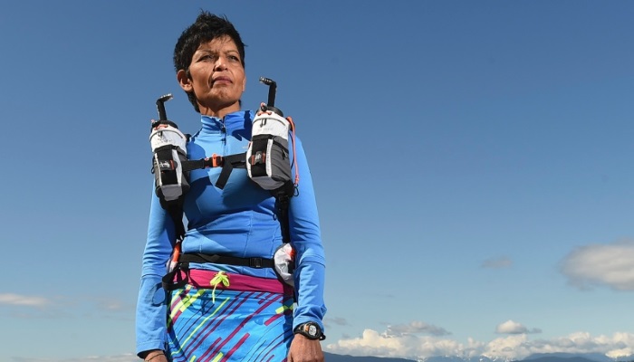 At 59 years of age, Pushpa Chandra could be the oldest Canadian woman to complete the famously difficult Marathon Des Sables, which begins in the Sahara Desert in the south of Morocco April 9, 2017. Photo Dan Toulgoet